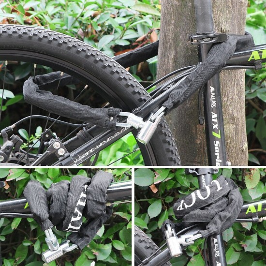 Outdoor Bicycle Lock Safe Metal Anti-Theft Bike Motorcycle Chain Lock Security Reinforced Bike Chain Locks Bicycle Accessories