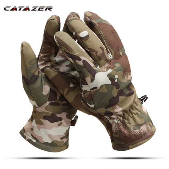 Outdoor Paardrijden Klimmen Tactische Lente Winter Waterdicht Winddicht Volledige Vinger Handschoenen Jacht Softshell Antihechtende Camo Wanten