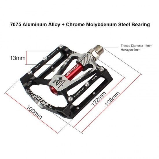 Flat Bike Pedals 3 Sealed Bearings Mountain Bike Pedals Wide Platforms Aluminum Alloy DU Pedal Bicycle Pedal