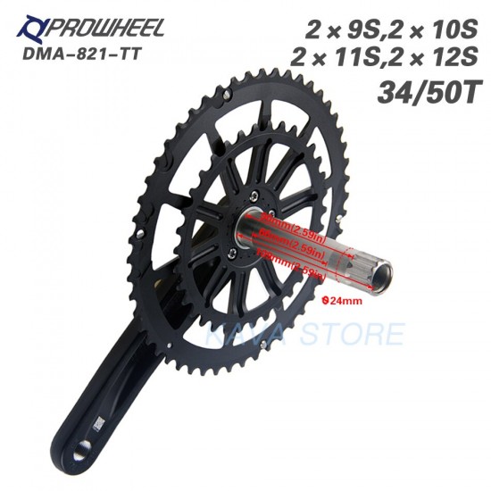 Road Bike Crankset 9/10/11/12S Double Chainring Crank 34-50T GXP chainring BB Bottom bracket 170mm/172.5mm/175mm Crank