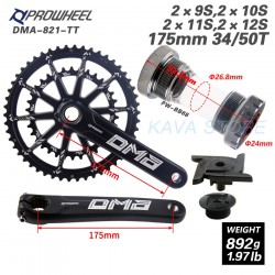 Road Bike Crankset 9/10/11/12S Double Chainring Crank 34-50T GXP chainring BB Bottom bracket 170mm/172.5mm/175mm Crank