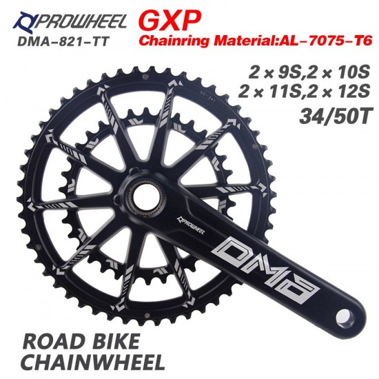 Road Bike Crankset 9/10/11/12S Double Chainring Crank 34-50T GXP chainring BB Bottom bracket 170mm/172.5mm/175mm Crank