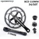 RACEWORK ROAD Crankset 170MM 110 BCD Chainring Crown 34T 50T Aluminum alloy Steel with bottom Bracket
