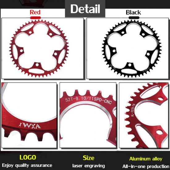 Round Narrow Wide Chainring Road bike bicycle 130BCD 50T 52T 54T56T 58T 60T crankset Tooth plate Parts 130 BCD