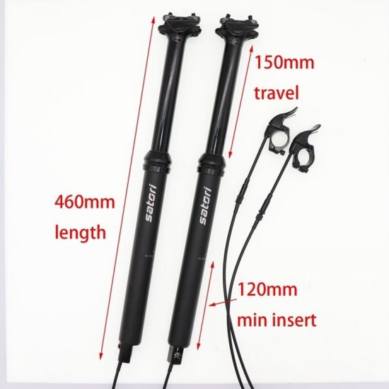 Satori Height Adjustable Seatpost Dropper 150mm Travel 30.9/31.6mm*460mm Internal Cable Wire Remote Control Bicycle Air Seat