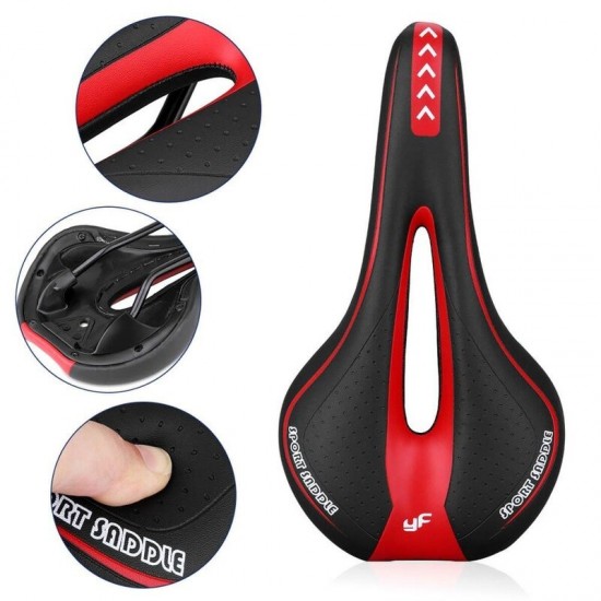 Shock Absorbing Hollow Bicycle Saddle MTB Road Bike Cycling Skid-proof Saddle Seat Silica Gel Cushion Seat Leather Front Seat