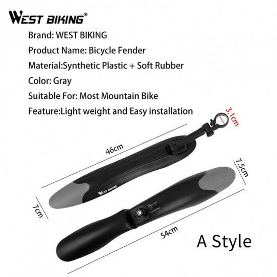 1 Set Bicycle Fenders Cycling Mountain Bike Mud Guards Mtb Mudguard Black Wings for Bicycle Bike Accessories Bike Parts