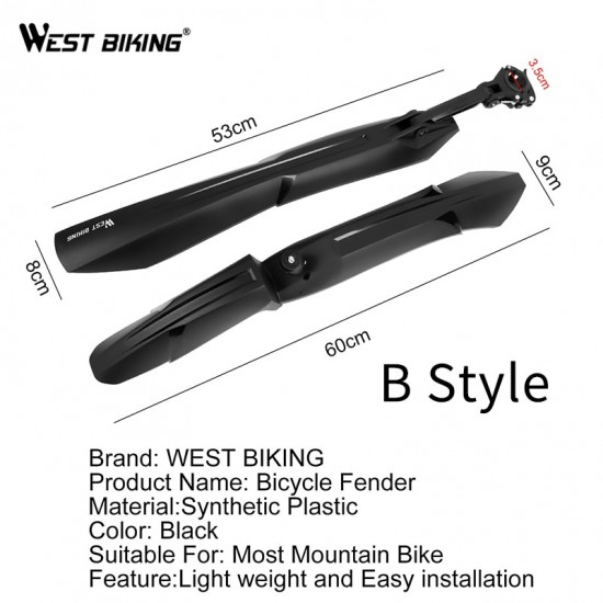 1 Set Bicycle Fenders Cycling Mountain Bike Mud Guards Mtb Mudguard Black Wings for Bicycle Bike Accessories Bike Parts