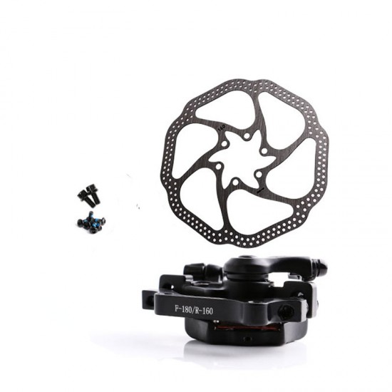 Bicycle Disk Brake Set Mountain Bike Brake Mechanical Line Pulling Road Disc Brake Front Rear Caliper Rotor 160mm Cable Set