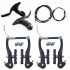 Bicycle Brake Set, Front and Rear MTB BMX Bike Rim Brake Kit Includes Callipers Levers Cables End Cap V Brake