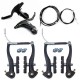Bicycle Brake Set, Front and Rear MTB BMX Bike Rim Brake Kit Includes Callipers Levers Cables End Cap V Brake