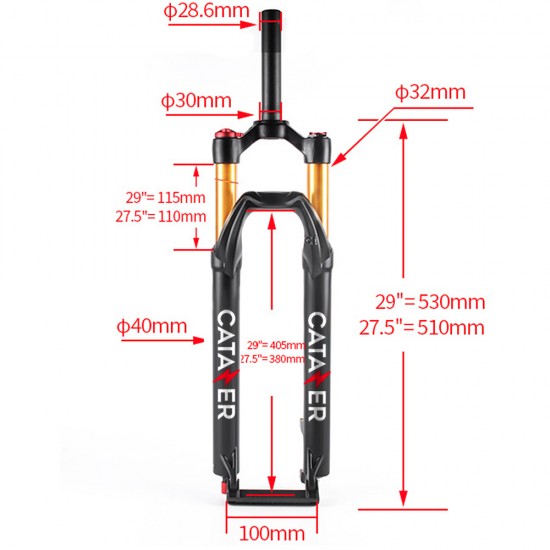 CATAZER Ultralight MTB Suspension Fork 27.5/29er Bike Fork with Rebound Damping,Travel 110mm Hydraulic/Remoto Lockout Straight Tube 1-1/8 QR 9x135mm Mountain Bike Forks