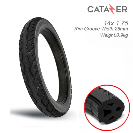 14*1.75 E Bike Solid Tire Non inflation Tire compatible 14x1.95/2.125