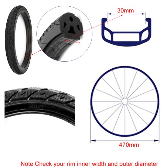22*2.125 Electric bicycle Solid Tire Free Inflatable Tyre Without Inner Tube