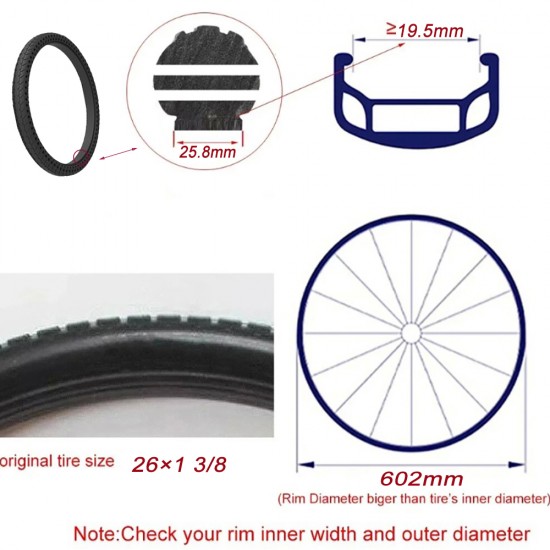 26*1 3/8 Honeycomb bicycle solid Tire 26 Inch Non-pneumatic Airless free inflation Tire 