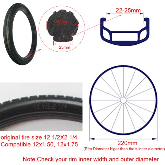 12 1/2*2 1/4  Inches Solid Tire for Bicycle 12inch Bicycle tire Anti Stab MTB Riding Road Bike Tyre