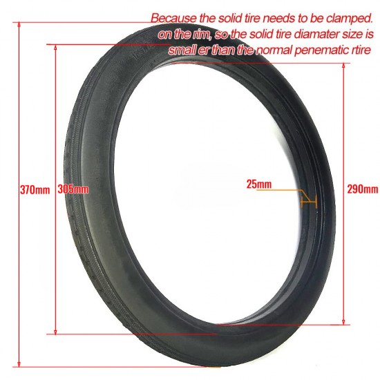 16*1.75 Bicycle Solid Tire Without Tube Anti Stab Riding Clidren BMX MTB E Bike No Inflation Tyre
