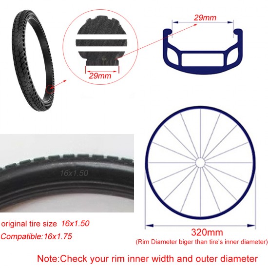 16*1.50 Honeycomb Hole Tyre Solid Bicycle Tyre Compatible 16*1.75