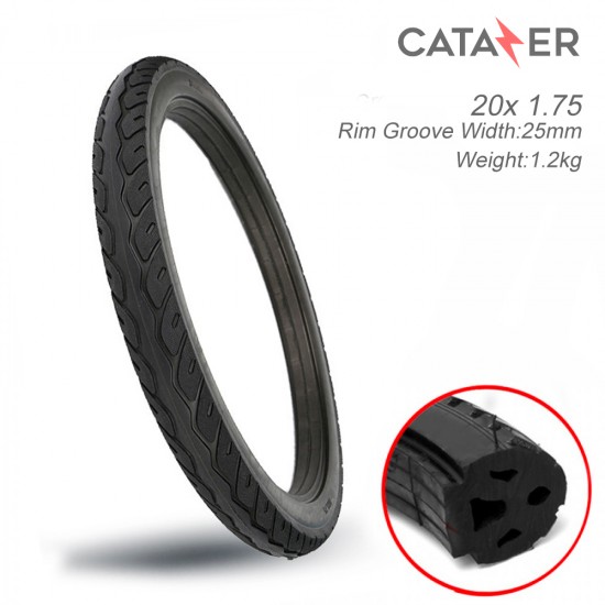 20*1.75 E Bike Bicycle Solid Tires Compatible 20x1.95/20x1.50