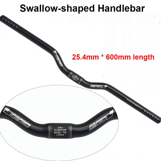MTB Rise Bar 25.4x600mm Mountain Bicycle Handlebar Folding Bicycle MTB Fixed Gear Swallow-Shaped Handlebar Flat Handlebar