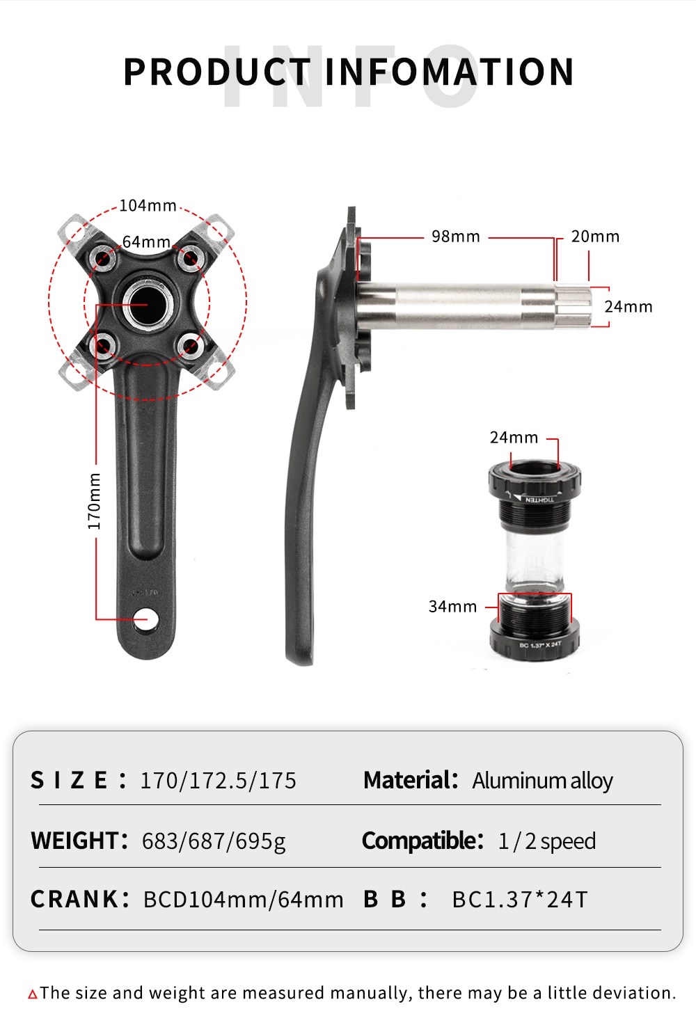 104BCDMtbCrankstelAluminiumMetBodemFietsCrankstelMtbCrankFietsAccessoires170Mm1725Mm175Mm-32952054979