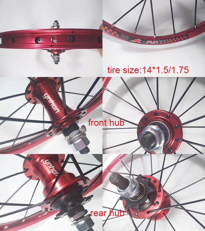 4Bearing14InchAlumilumAlloyChildBikeWheelset20HVBrakeKidsBikeWheel412FoldingBikeWheels-1005001335472410