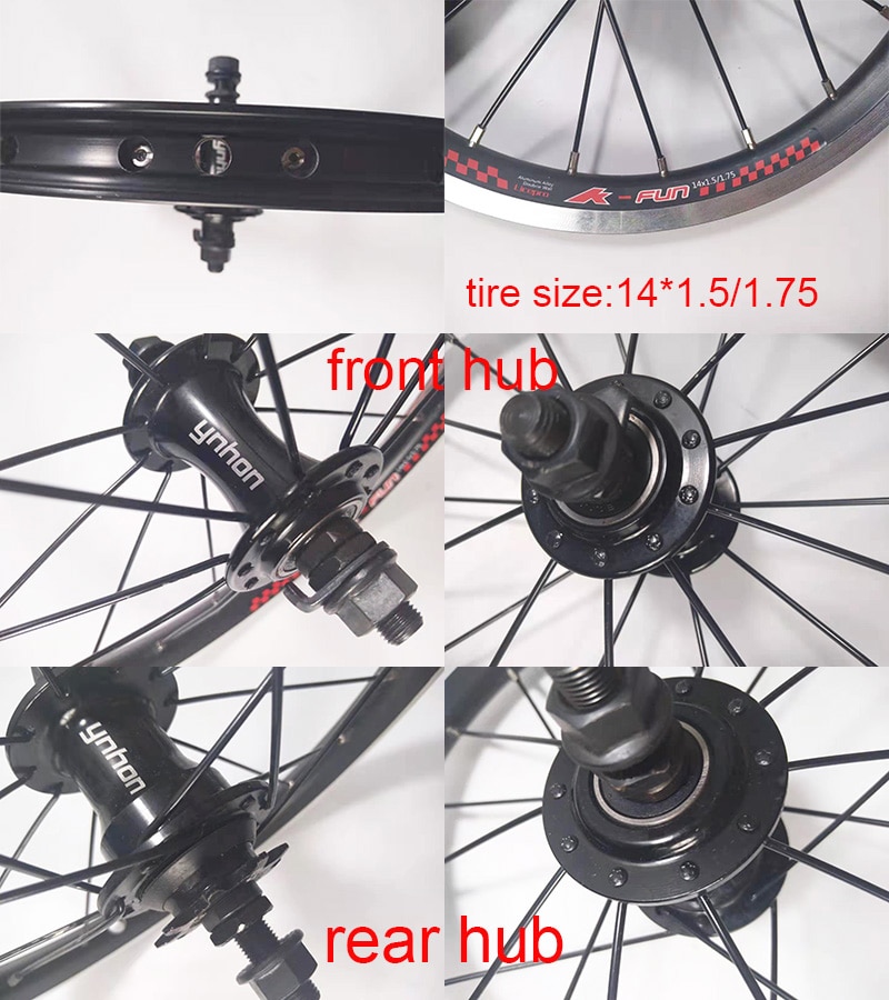 4Bearing14InchAlumilumAlloyChildBikeWheelset20HVBrakeKidsBikeWheel412FoldingBikeWheels-1005001335472410