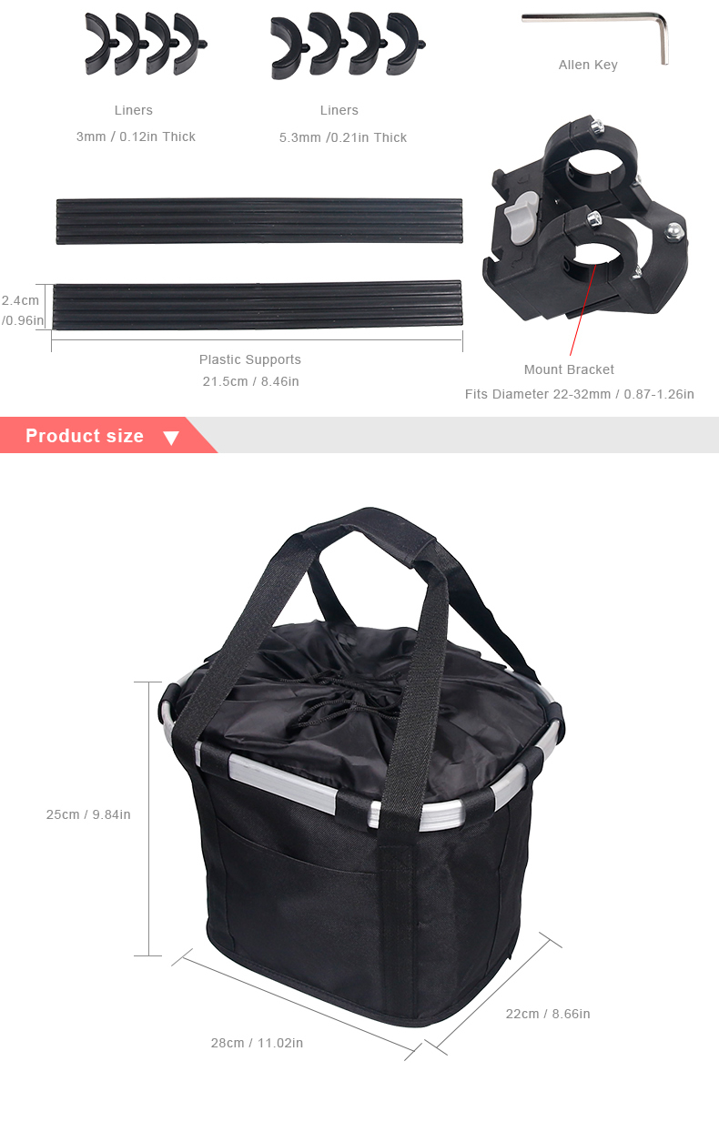 BicycleBasketHandlebarPannierCyclingCarryingsHolderBikeRidingPouchCycleBikingFrontBaggageBag-4000493386302