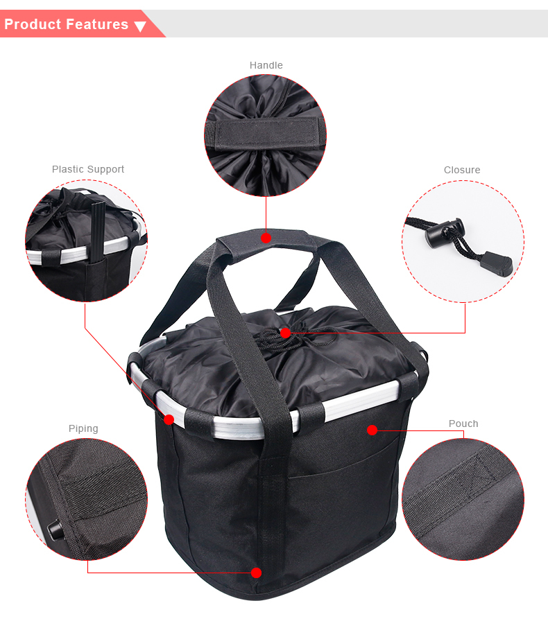 BicycleBasketHandlebarPannierCyclingCarryingsHolderBikeRidingPouchCycleBikingFrontBaggageBag-4000493386302
