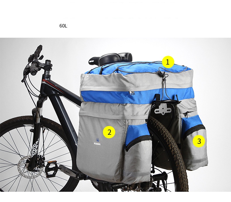 BikeAccessories60LBagBlackBlueRedDoubleBicycleRearSeatTrunkBagHandbagPannierwithRainCover-32913489547