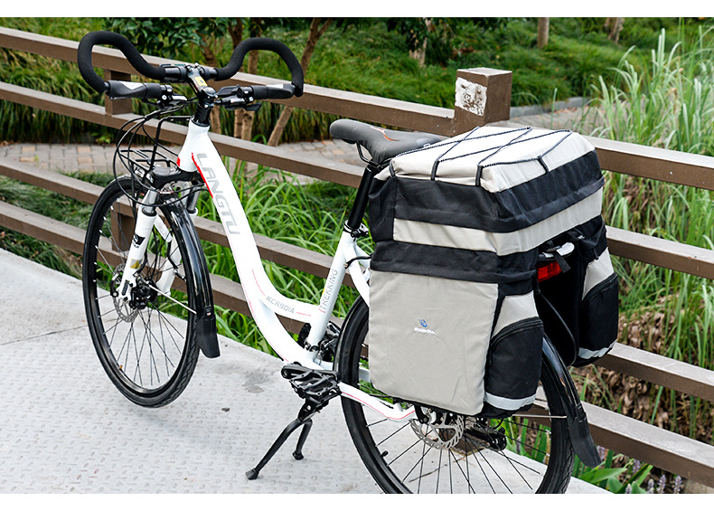 BikeAccessories60LBagBlackBlueRedDoubleBicycleRearSeatTrunkBagHandbagPannierwithRainCover-32913489547
