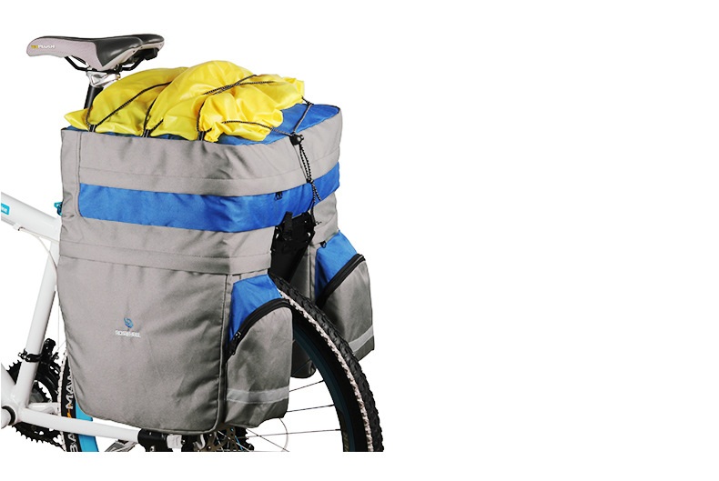 BikeAccessories60LBagBlackBlueRedDoubleBicycleRearSeatTrunkBagHandbagPannierwithRainCover-32913489547