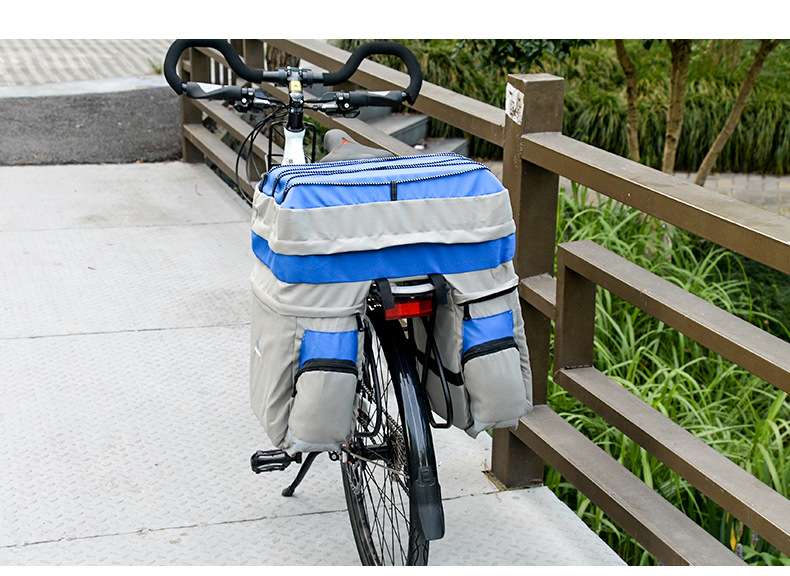 BikeAccessories60LBagBlackBlueRedDoubleBicycleRearSeatTrunkBagHandbagPannierwithRainCover-32913489547