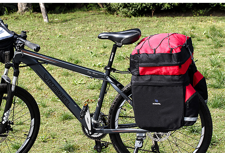 BikeAccessories60LBagBlackBlueRedDoubleBicycleRearSeatTrunkBagHandbagPannierwithRainCover-32913489547