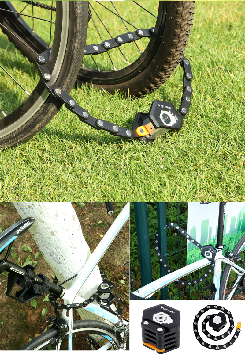 BikeLockAntiDiefstalOpvouwbareKetenSlotenMetSleutelLegeringStaalVouwenVeiligheidMotorfietsFietsSlote-4001320694374