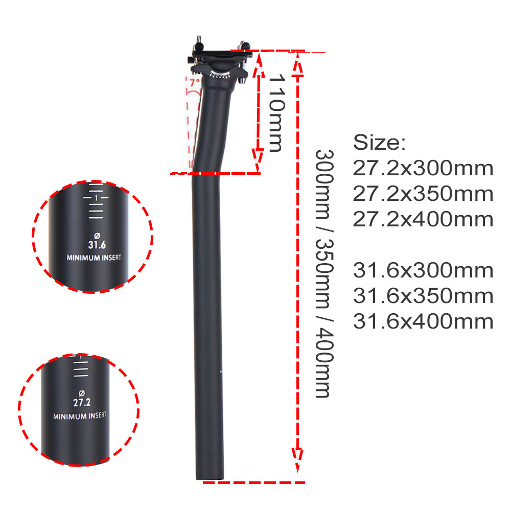 CarbonFiberZadelpenFietsZadelpenUdMatt272316300350400MmFietsOnderdelenRoadMtbfietsReverseZadelpen135-4001272542966