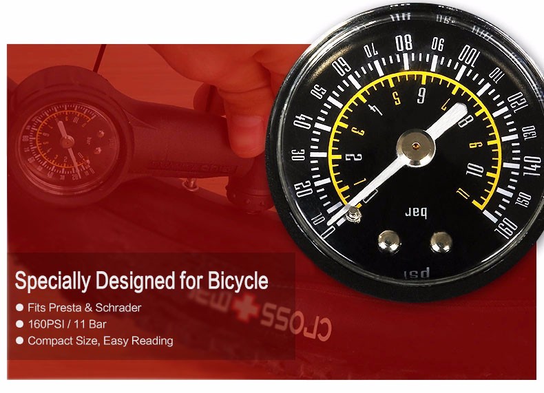 CatazerBikeTireGaugeSchraderPrestaKleppenLuchtdrukmeter160PsiBarometerFietsenBandenspanningMeetinstr-4001242428302