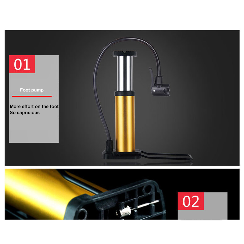 DraagbareUltra-LightMtbBikePompDraagbareFietsenInflatorLuchtpompBikeFloorPompVoetActivated1810cmBalP-4001313486848