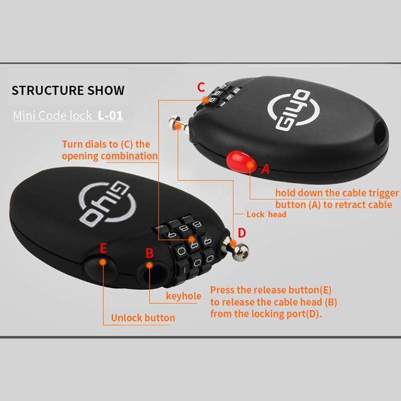 FietsMultiFunctieMiniKabelslotFiets3DigitWachtwoordCodedAntiDiefstalIntrekbareDraadLijnLockVoorFiets-4001320747343