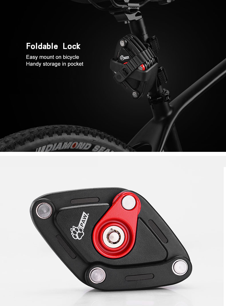 FietsOpvouwbareLockWBracketMountOpBikeHandyPocketSleutelOpslagLockTypeVeiligZinklegeringStaalVergren-4001320870347