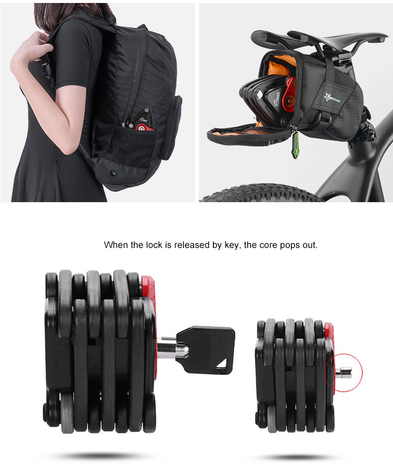 FietsOpvouwbareLockWBracketMountOpBikeHandyPocketSleutelOpslagLockTypeVeiligZinklegeringStaalVergren-4001320870347