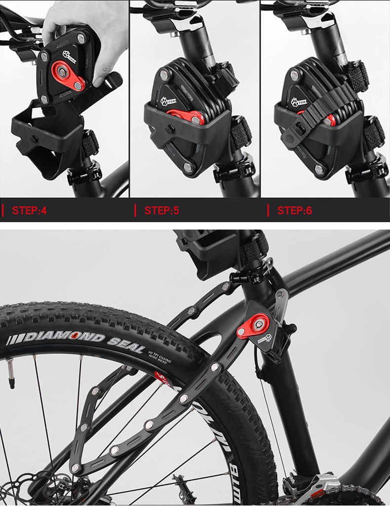 FietsOpvouwbareLockWBracketMountOpBikeHandyPocketSleutelOpslagLockTypeVeiligZinklegeringStaalVergren-4001320870347
