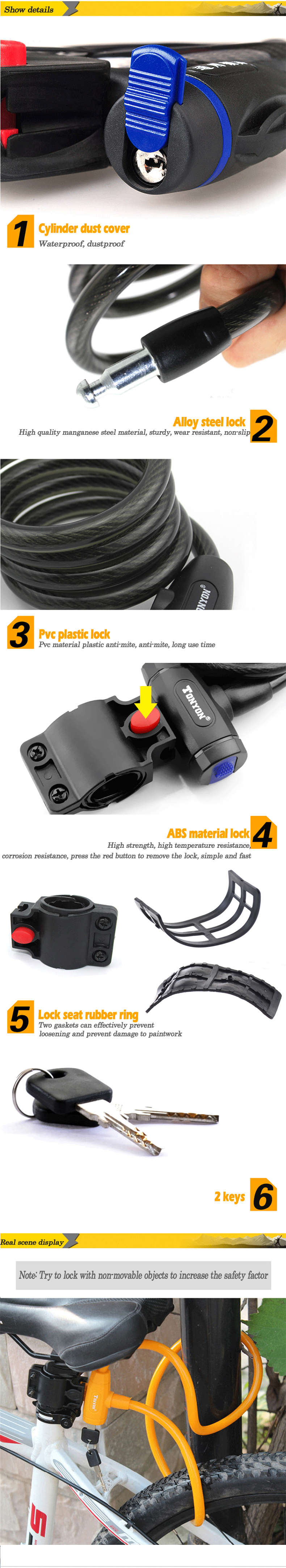 FietsslotSleutelAnti-DiefstalBeveiligingMtbPadLockMountainbikeDraadRacefietsVeiligheidKabelslotFiets-1005001353993384