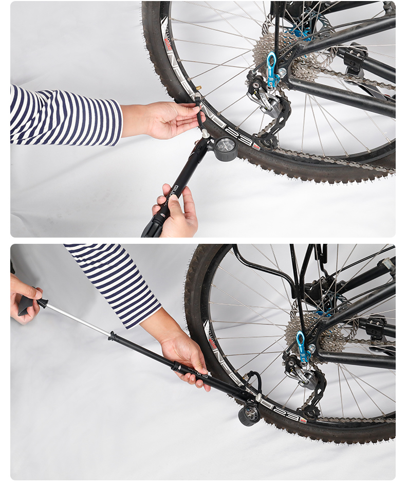 HogeDrukDubbeleCilinderDraagbareMiniInflatorZelfRijdenFietsenApparatuurFietsAccessoiresFietsPompTire-4001309602623