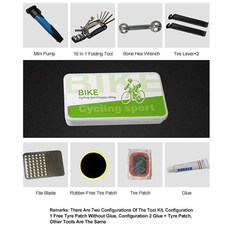 Multi-FunctioneleFietsOnderhoudKitBandReparatieOpblaasbarePompWrenchSetDraagbareMountainbikeCombinat-4001226388325