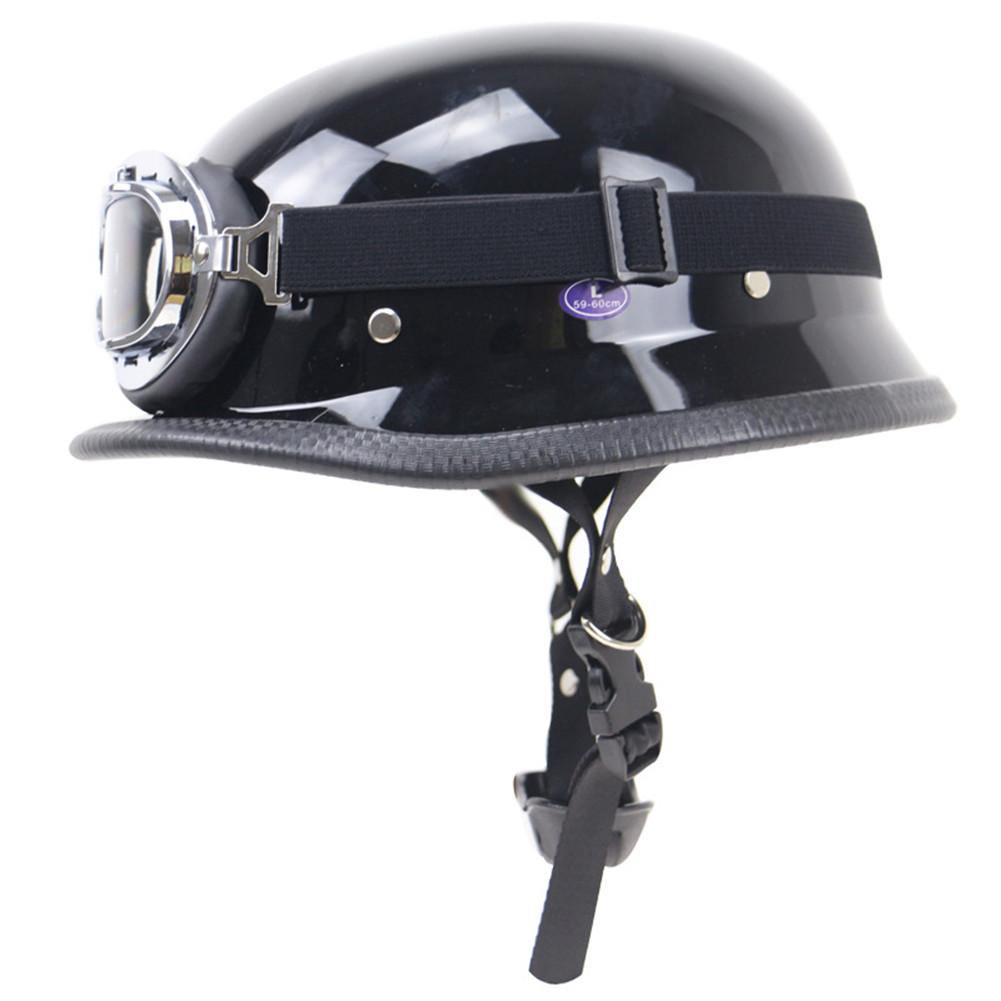 NieuweLederenMotorhelmDuitseMotorfietsOpenGezichtHalfHelmChopperBikerPilot5MatenZwart-1005001337879348