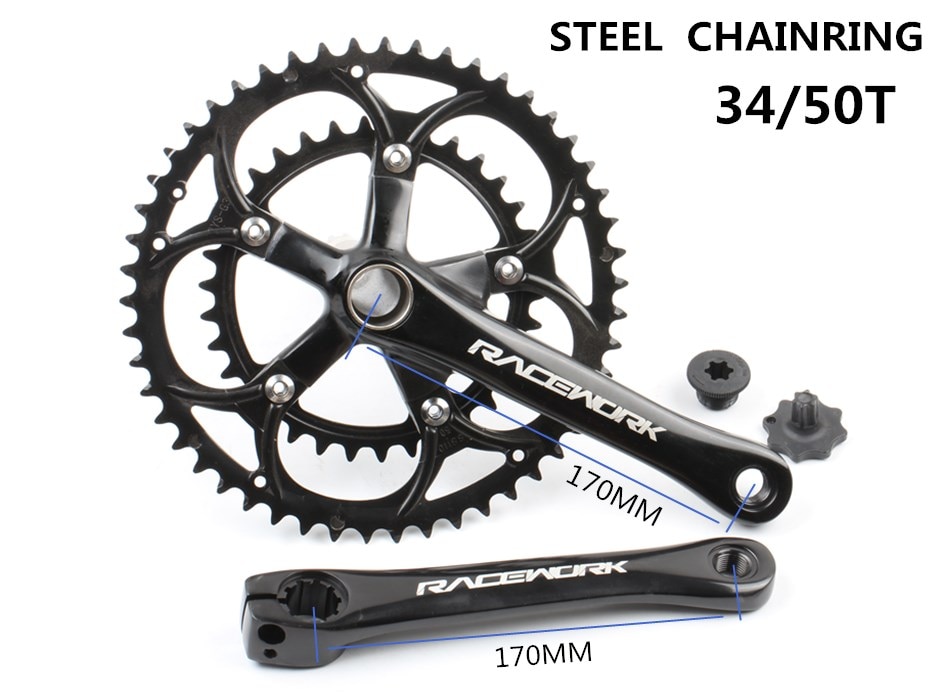 RACEWORKROADCrankset170MM110BCDChainringCrown34T50TAluminumalloySteelwithbottomBracket-4000319199107