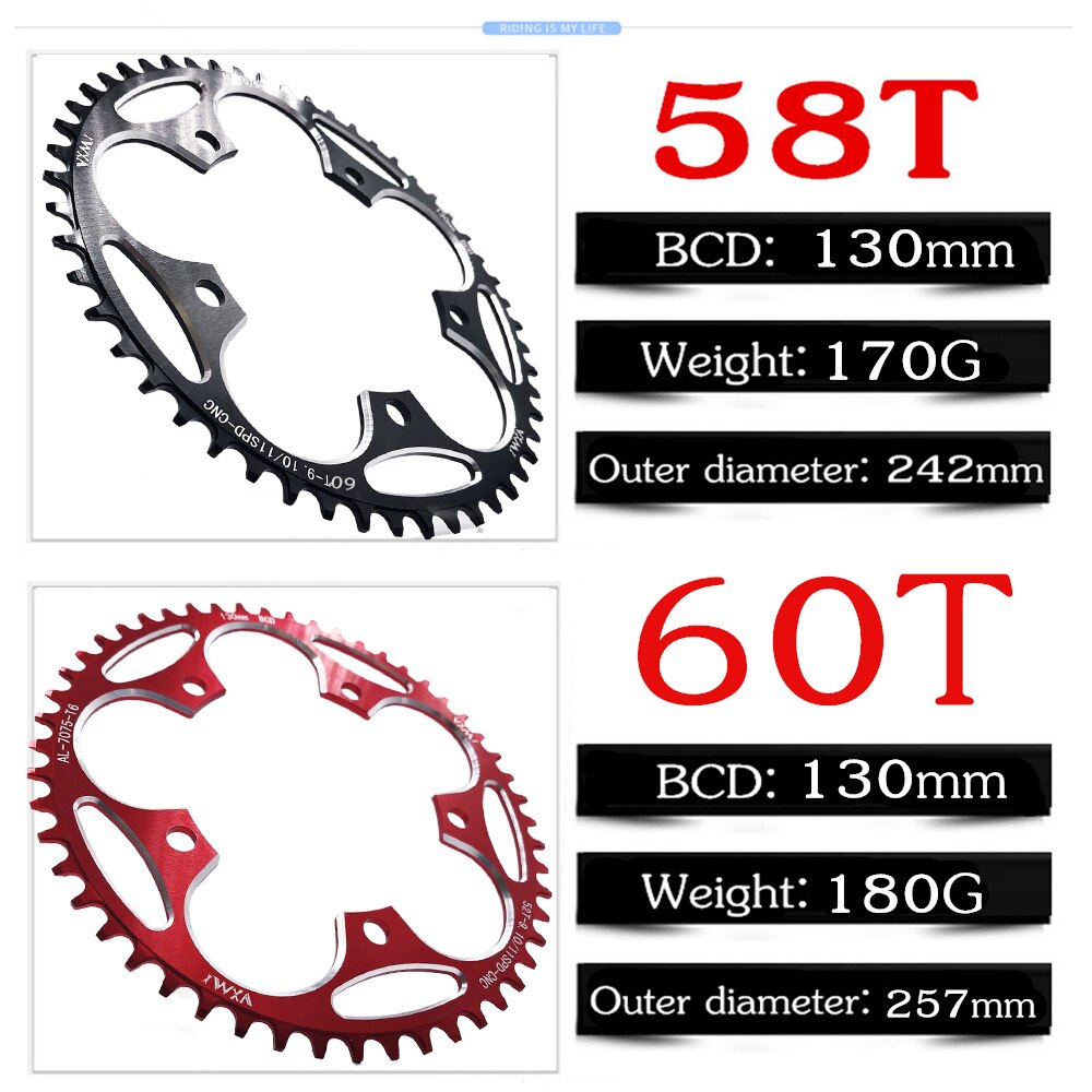 RondeSmalleBredeKettingbladRacefietsFiets130BCD50T52T54T56T58T60TCrankstelTandplaatonderdelen130Bcd-1005001298143644