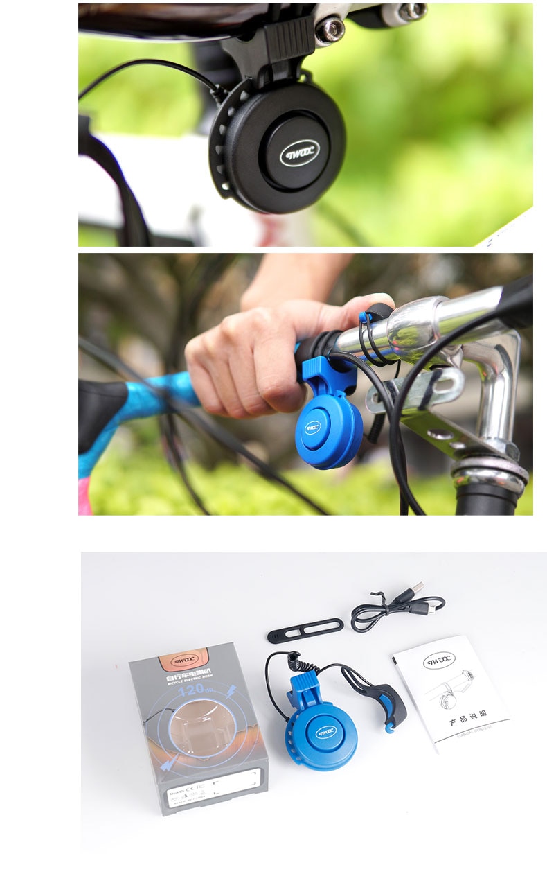 TWOOCRechargeable120dbCycleBellElectronicHornSafetyTrumpetUSBChargeBicycleSirenAudioWarningAlarm-32893539509