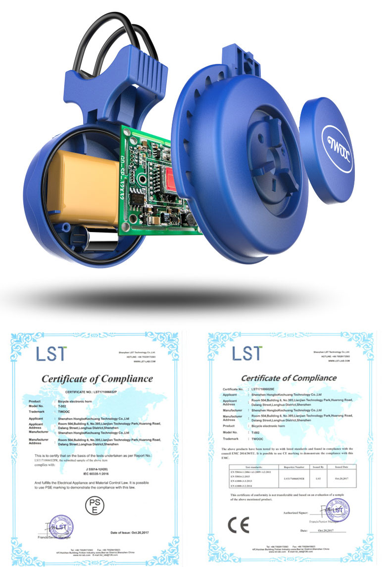 TWOOCRechargeable120dbCycleBellElectronicHornSafetyTrumpetUSBChargeBicycleSirenAudioWarningAlarm-32893539509